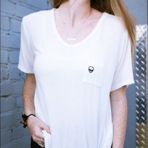 Brandy Melville alien patch pocket tee